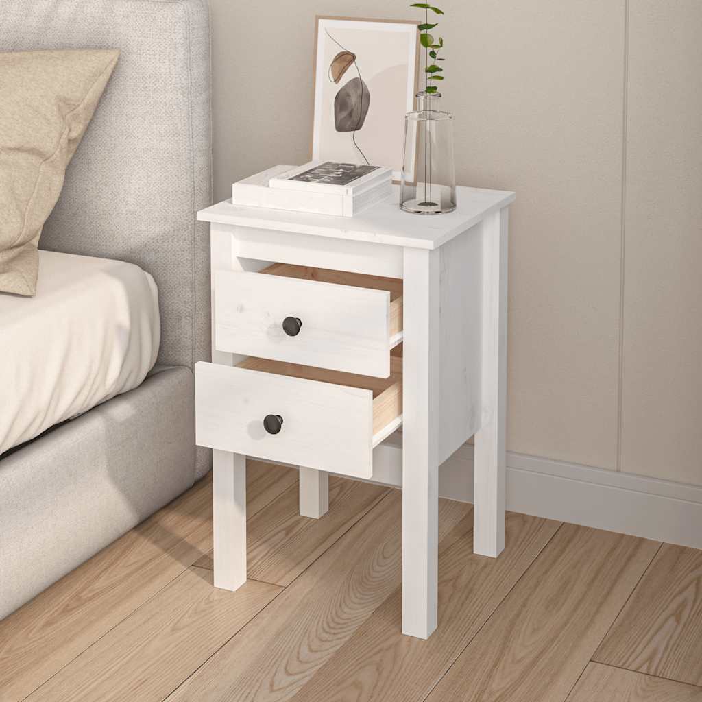Nattbord hvit 40x35x61,5 cm heltre furu