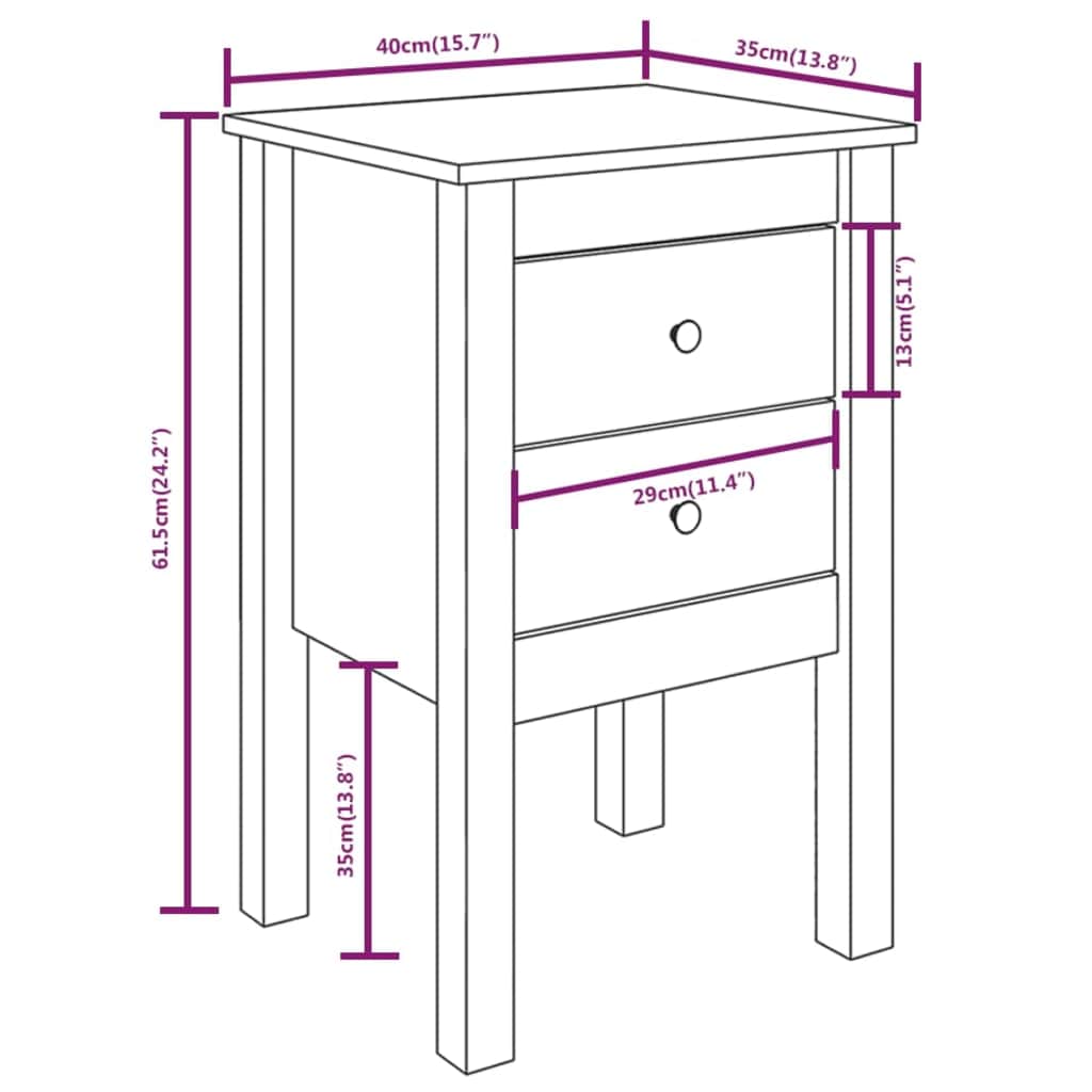 Nattbord hvit 40x35x61,5 cm heltre furu