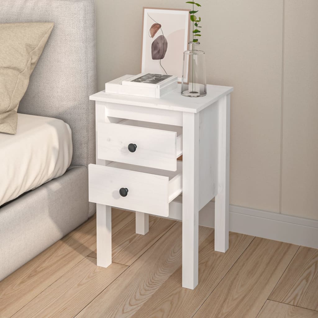 Nattbord 2 stk hvit 40x35x61,5 cm heltre furu