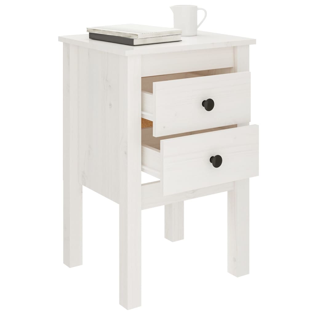Nattbord 2 stk hvit 40x35x61,5 cm heltre furu
