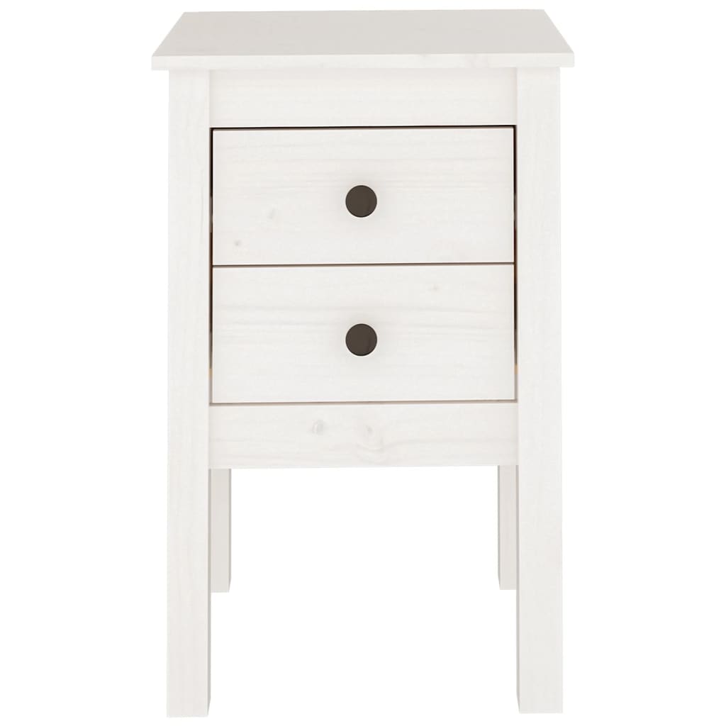 Nattbord 2 stk hvit 40x35x61,5 cm heltre furu