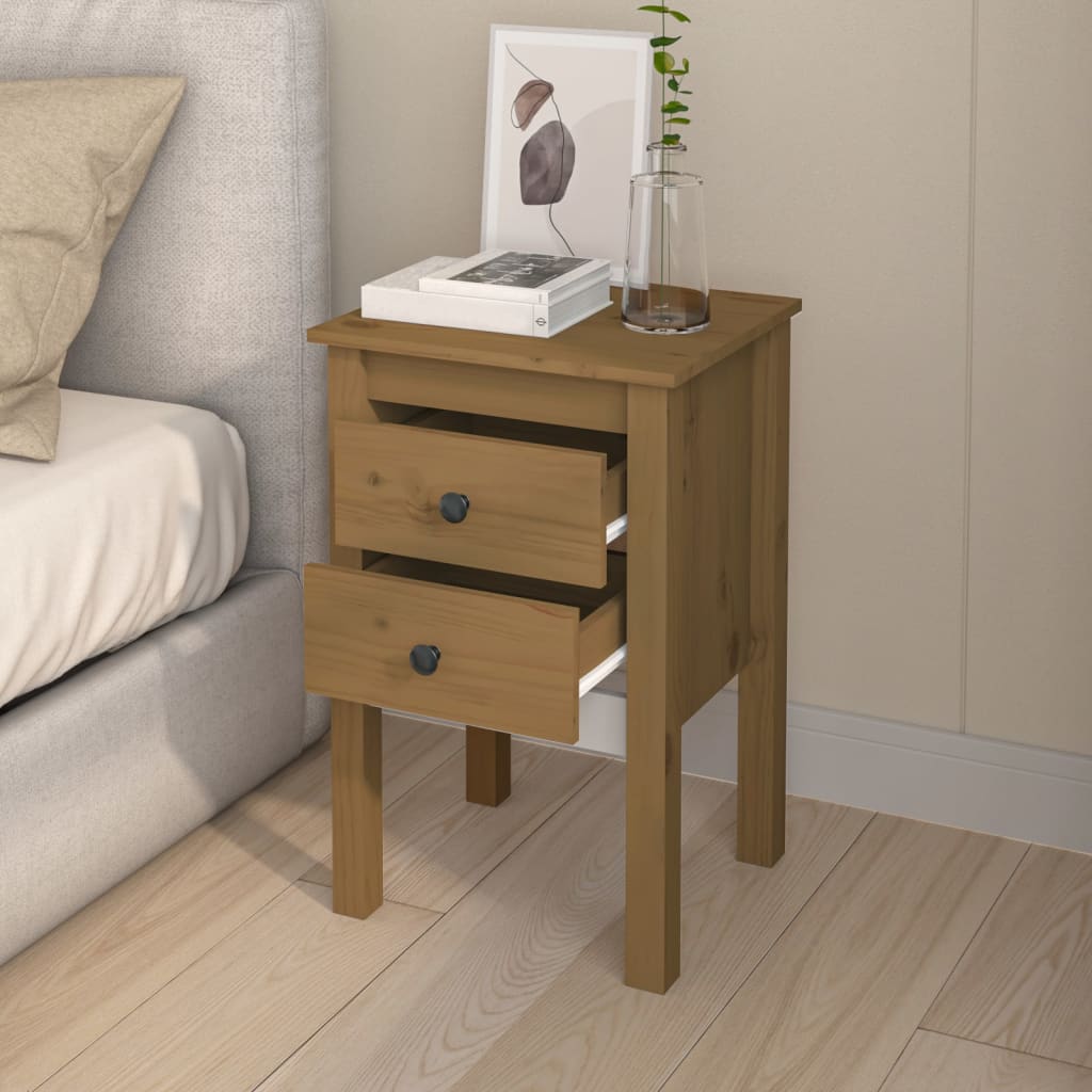 Nattbord 2 stk honningbrun 40x35x61 cm heltre furu