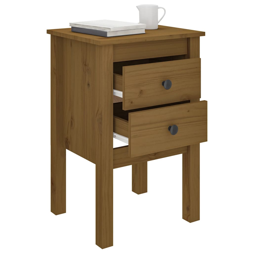 Nattbord 2 stk honningbrun 40x35x61 cm heltre furu