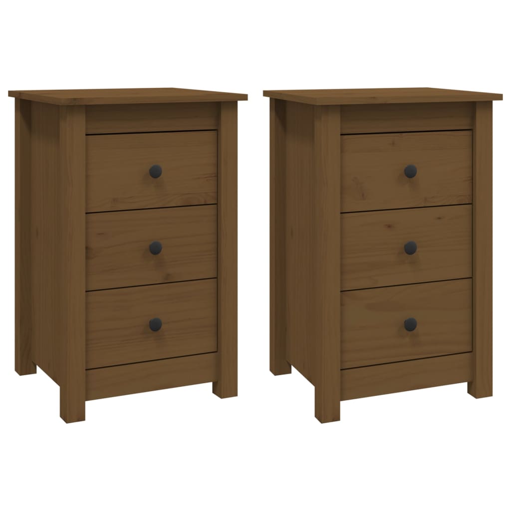 Nattbord 2 stk honningbrun 40x35x61 cm heltre furu