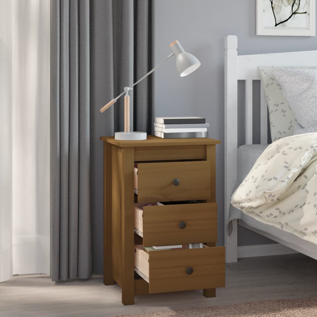 Nattbord 2 stk honningbrun 40x35x61 cm heltre furu