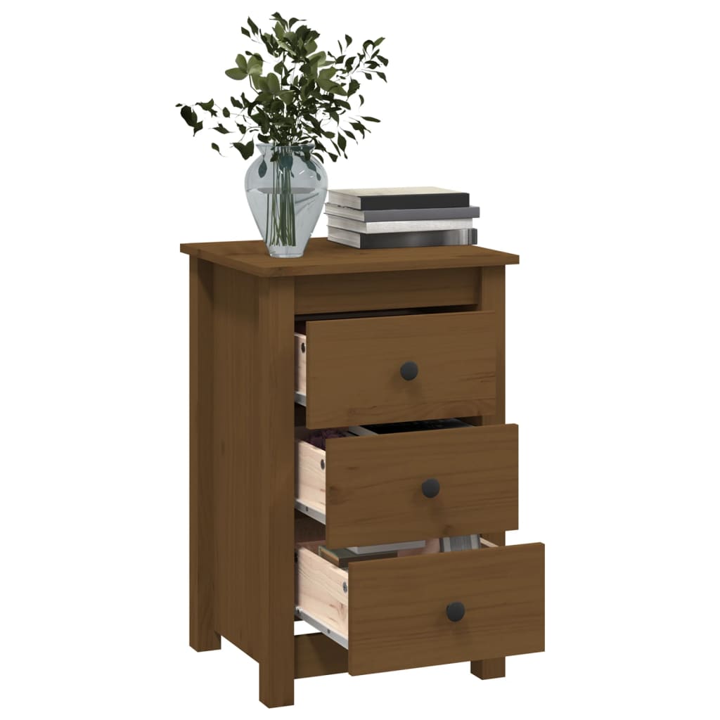 Nattbord 2 stk honningbrun 40x35x61 cm heltre furu