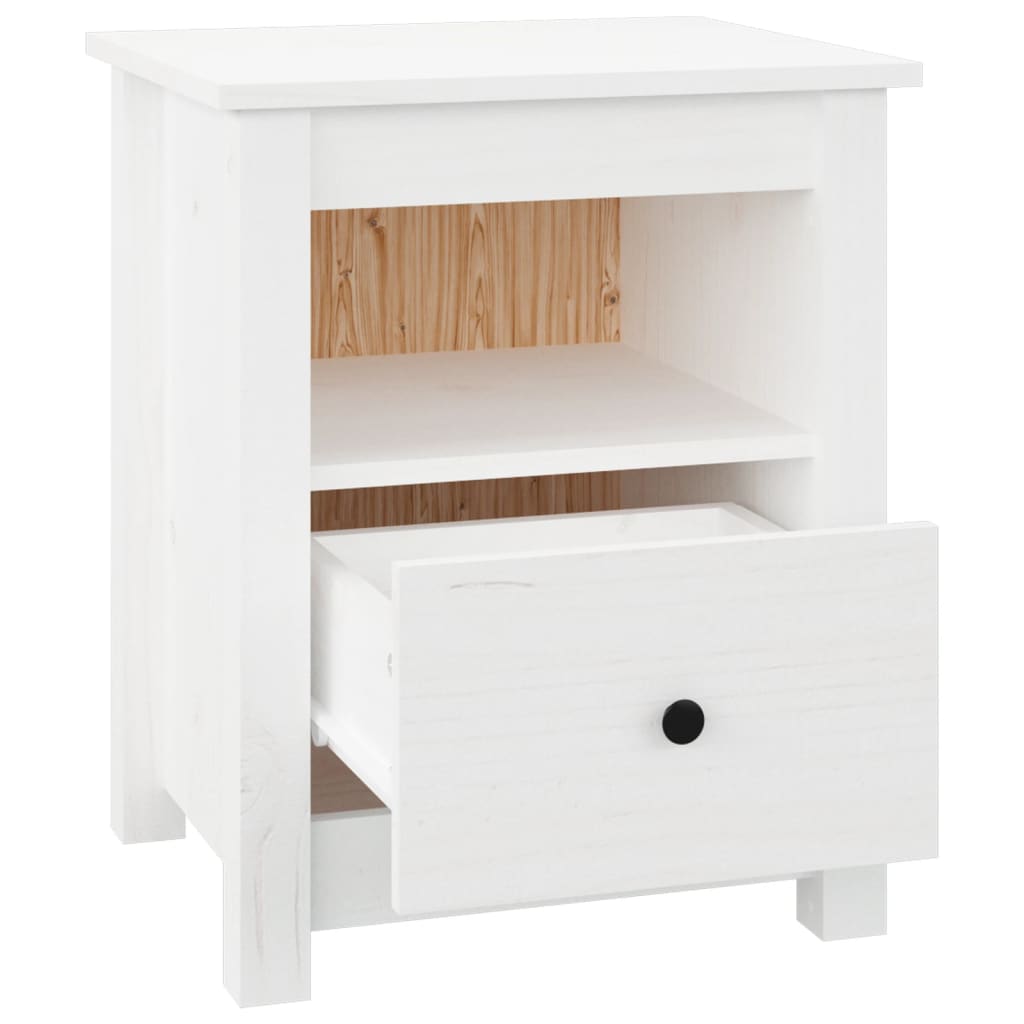 Nattbord 2 stk hvit 40x35x49 heltre furu