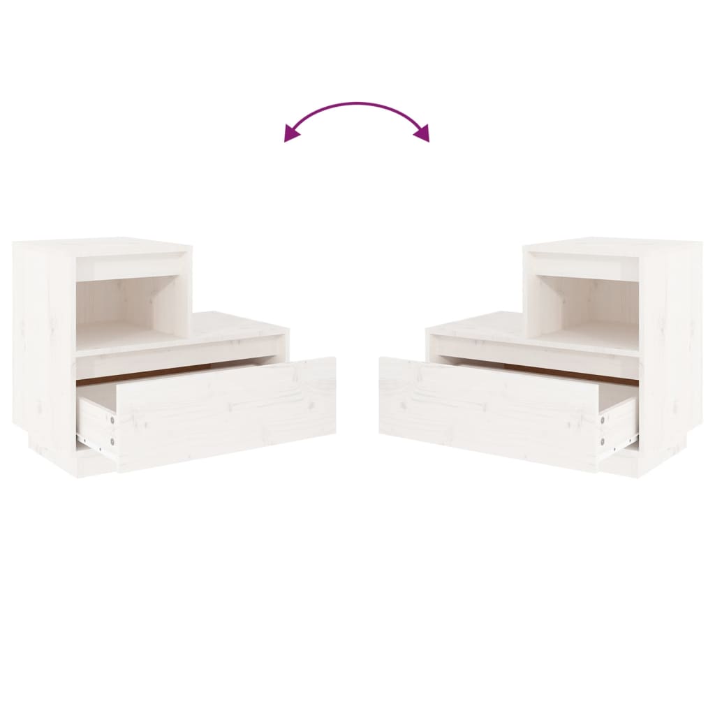 Nattbord 2 stk hvit 60x34x51 heltre furu