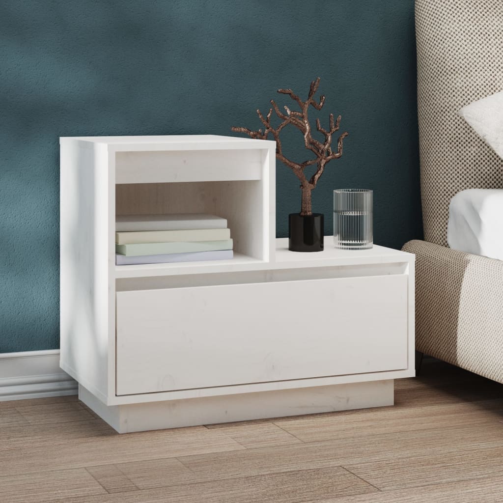 Nattbord 2 stk hvit 60x34x51 heltre furu