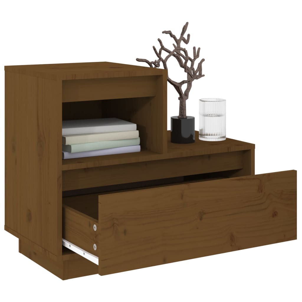 Nattbord 2 stk honningbrun 60x34x51 cm heltre furu