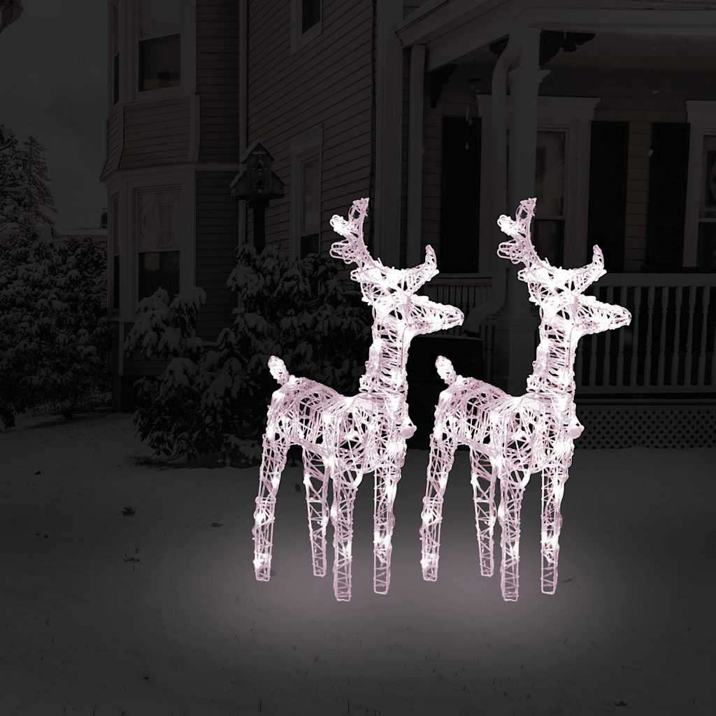 Julereinsdyr 2 stk varmhvit 80 LED akryl