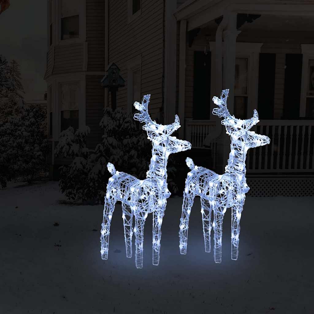 Julereinsdyr 2 stk kaldhvit 80 LED akryl