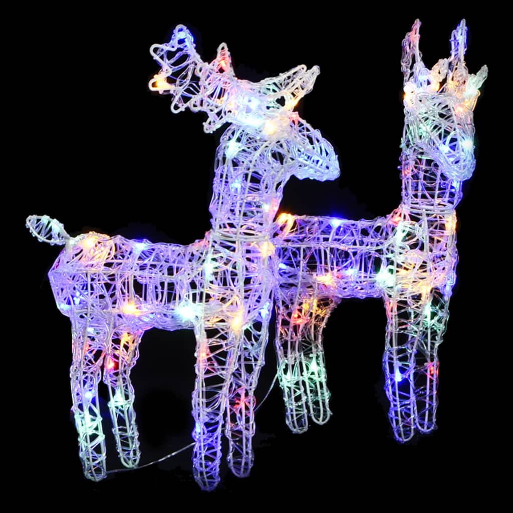 Julereinsdyr 2 stk flerfarget 80 LED akryl