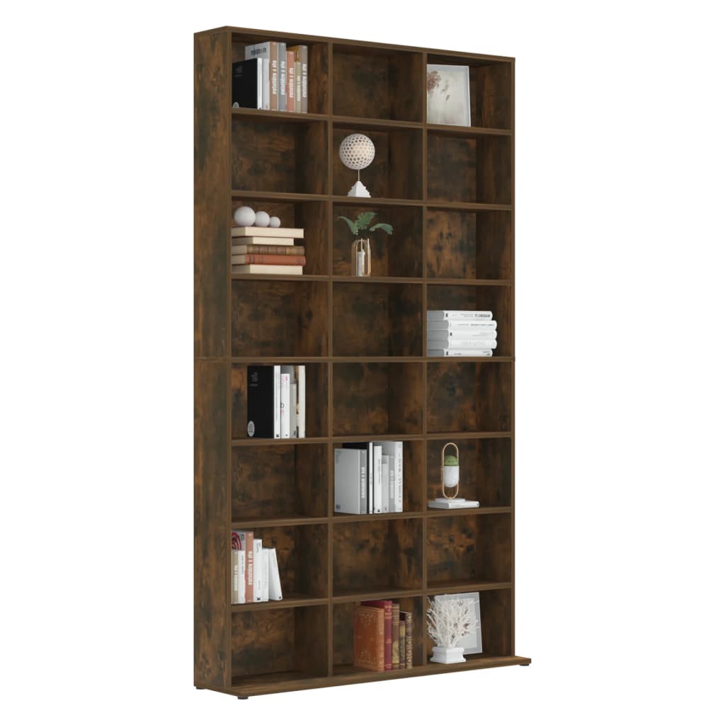 CD-skap røkt eik 102x23x177,5 cm konstruert tre