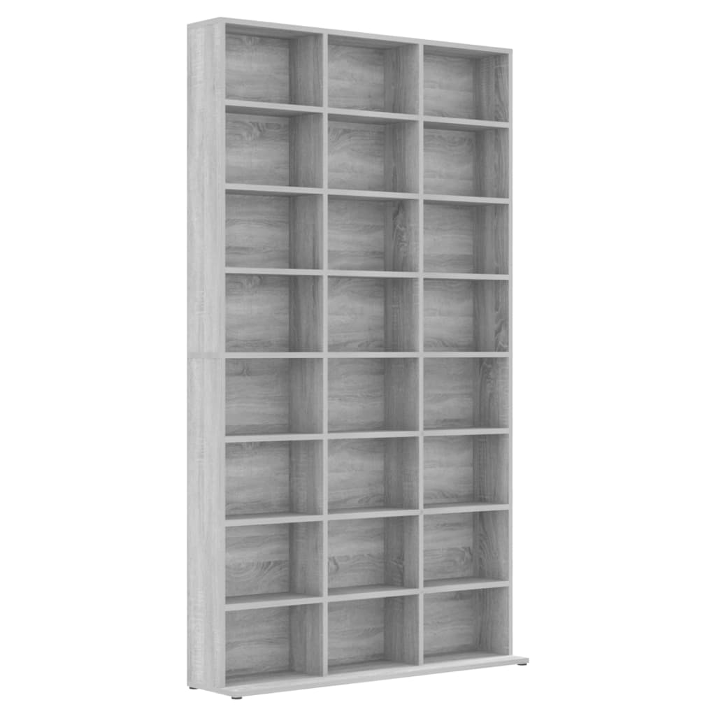 CD-skap grå sonoma 102x23x177,5 cm konstruert tre