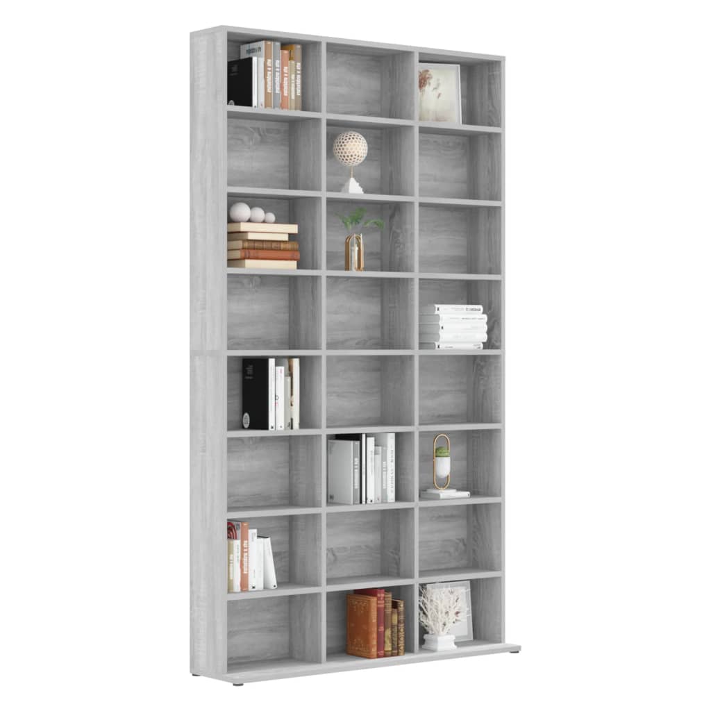 CD-skap grå sonoma 102x23x177,5 cm konstruert tre