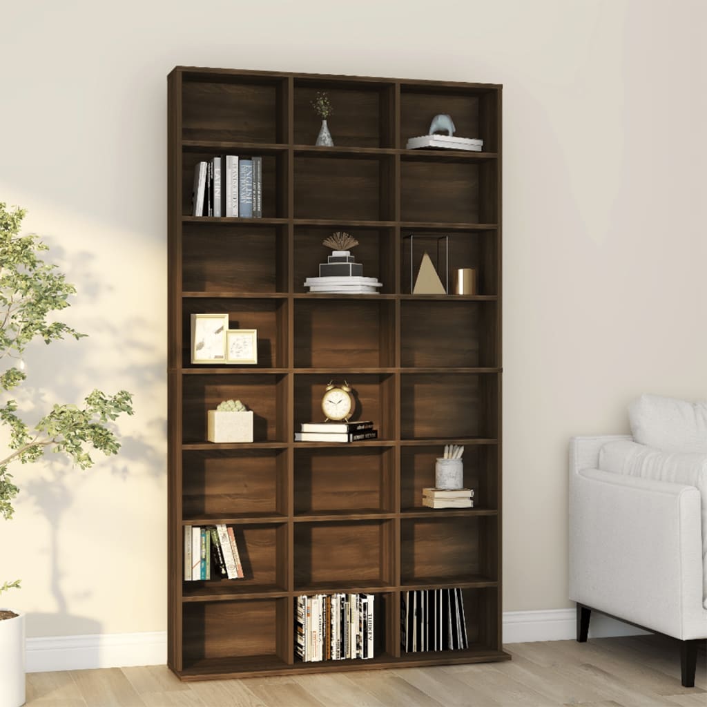 CD-skap brun eik 102x23x177,5 cm konstruert tre