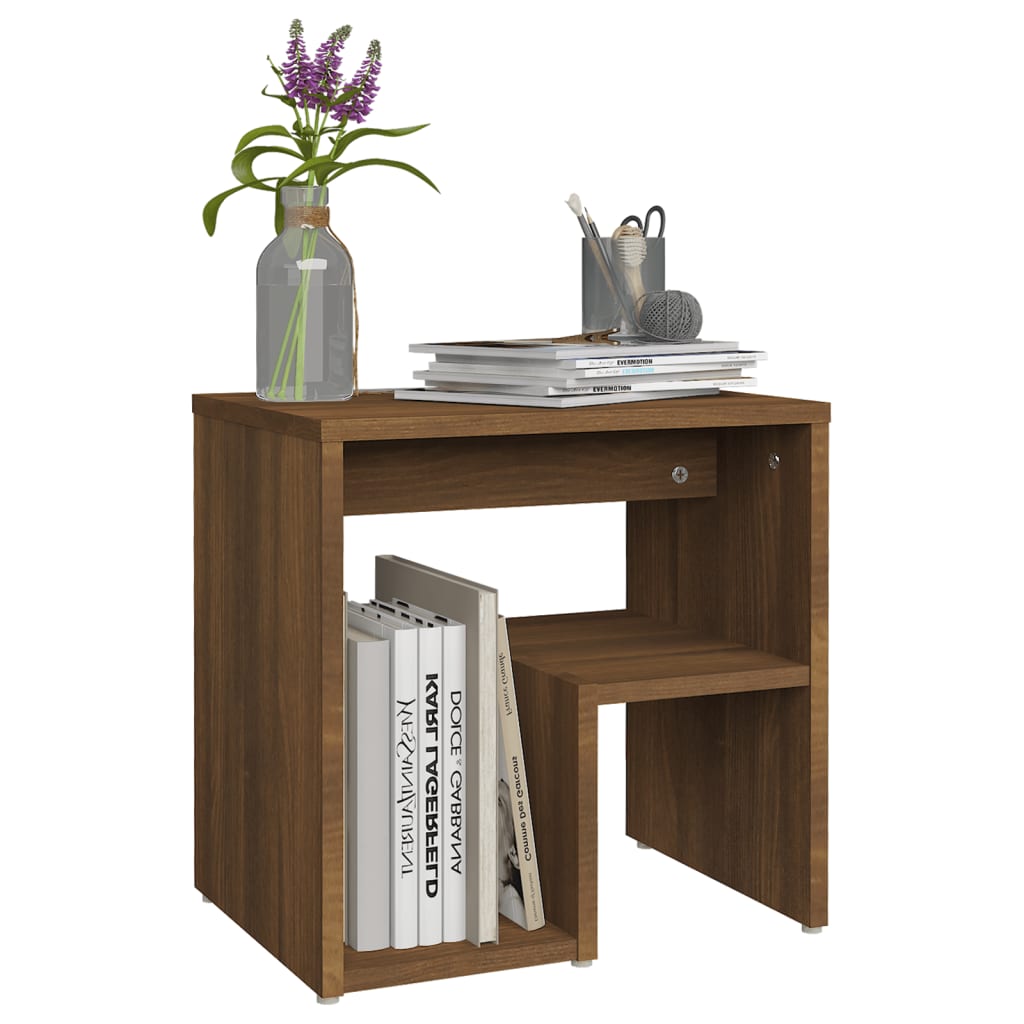 Nattbord 2 stk brun eik 40x30x40 cm konstruert tre