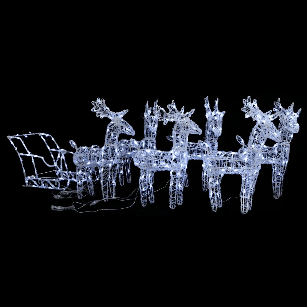 Reinsdyr og slede julepynt 320 lysdioder akryl