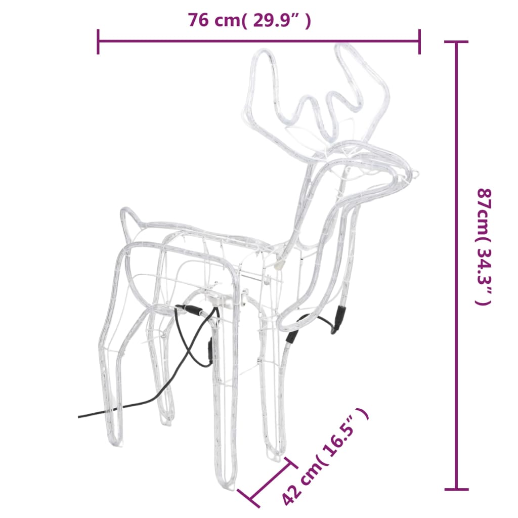 Julereinsdyrfigur bevegelig hode varmhvit 76x42x87 cm