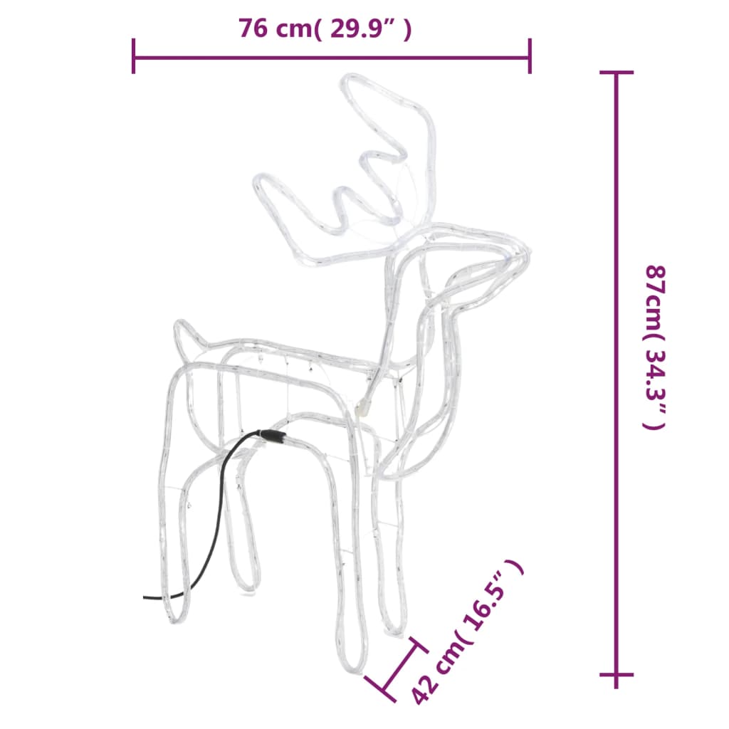 Julereinsdyrfigur kaldhvit 76x42x87 cm