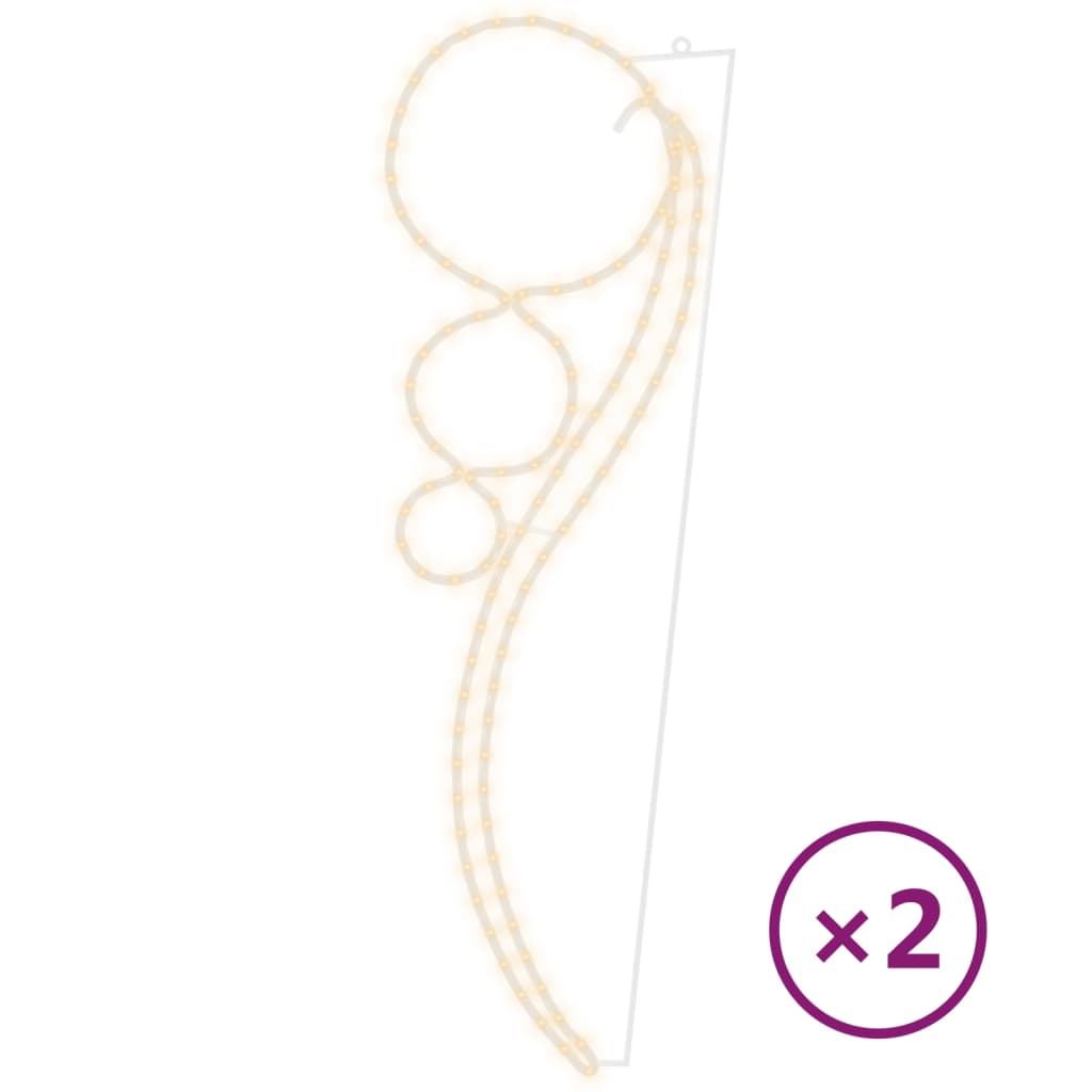 Kuleformede taulys 2 stk varmhvit 111,5x35x4,5 cm
