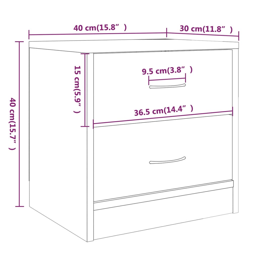 Nattbord brun eik 40x30x40 cm konstruert tre