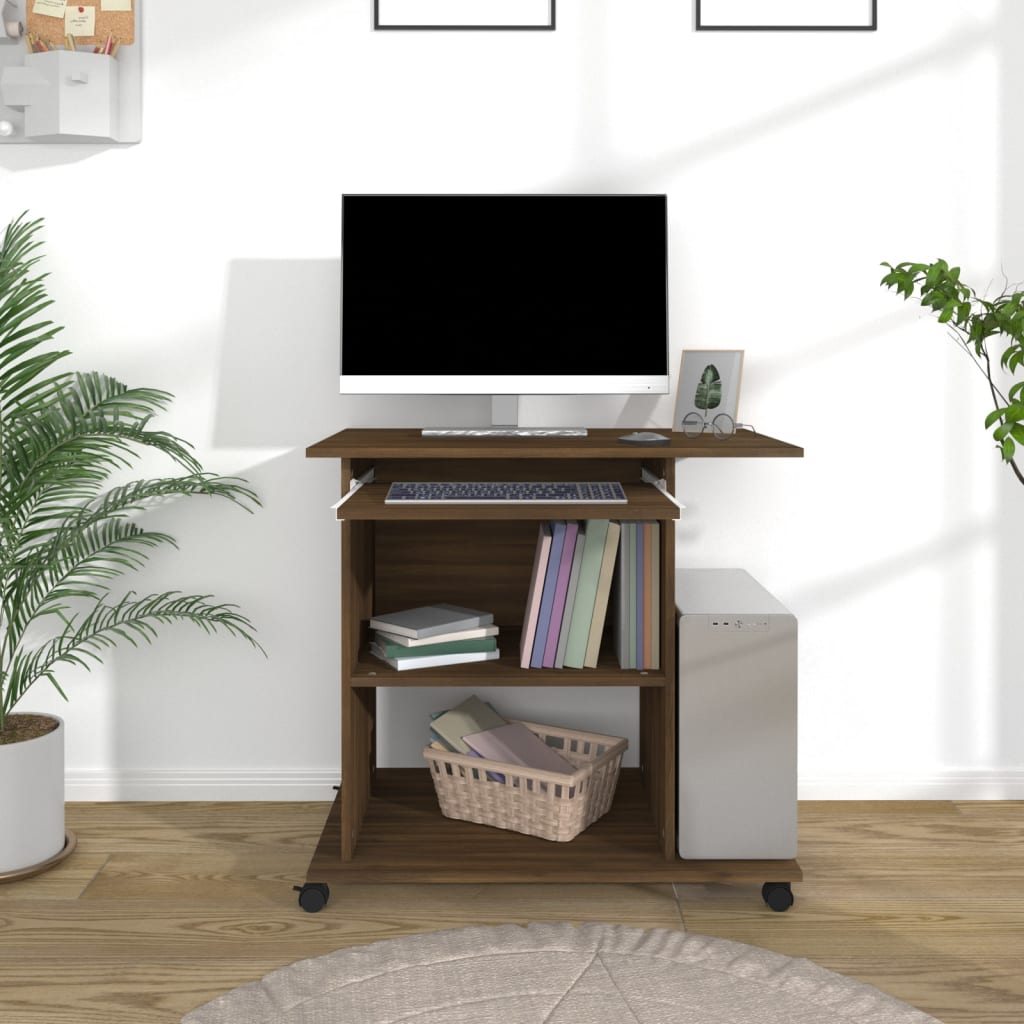 Databord brun eik 80x50x75 cm konstruert tre