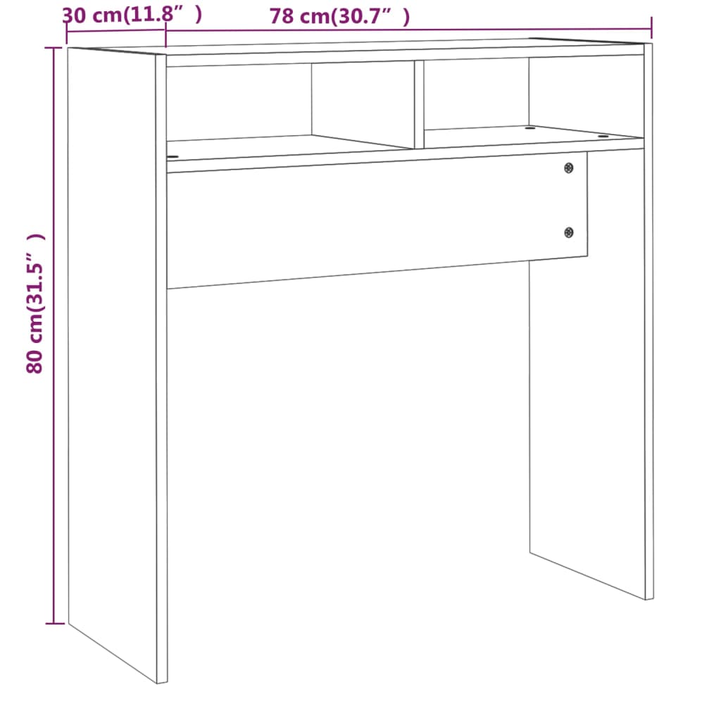 Konsollbord røkt eik 78x30x80 cm konstruert tre