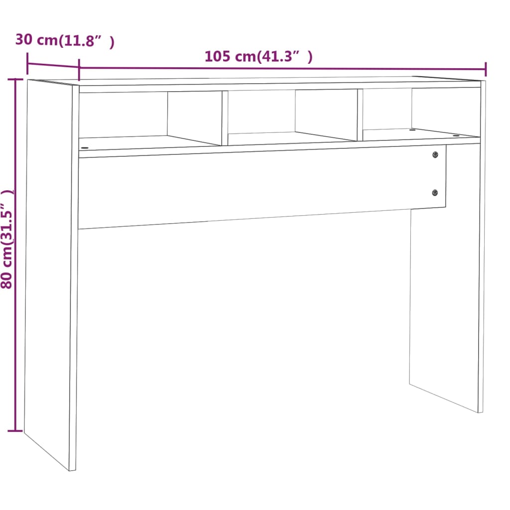 Konsollbord røkt eik 105x30x80 cm konstruert tre