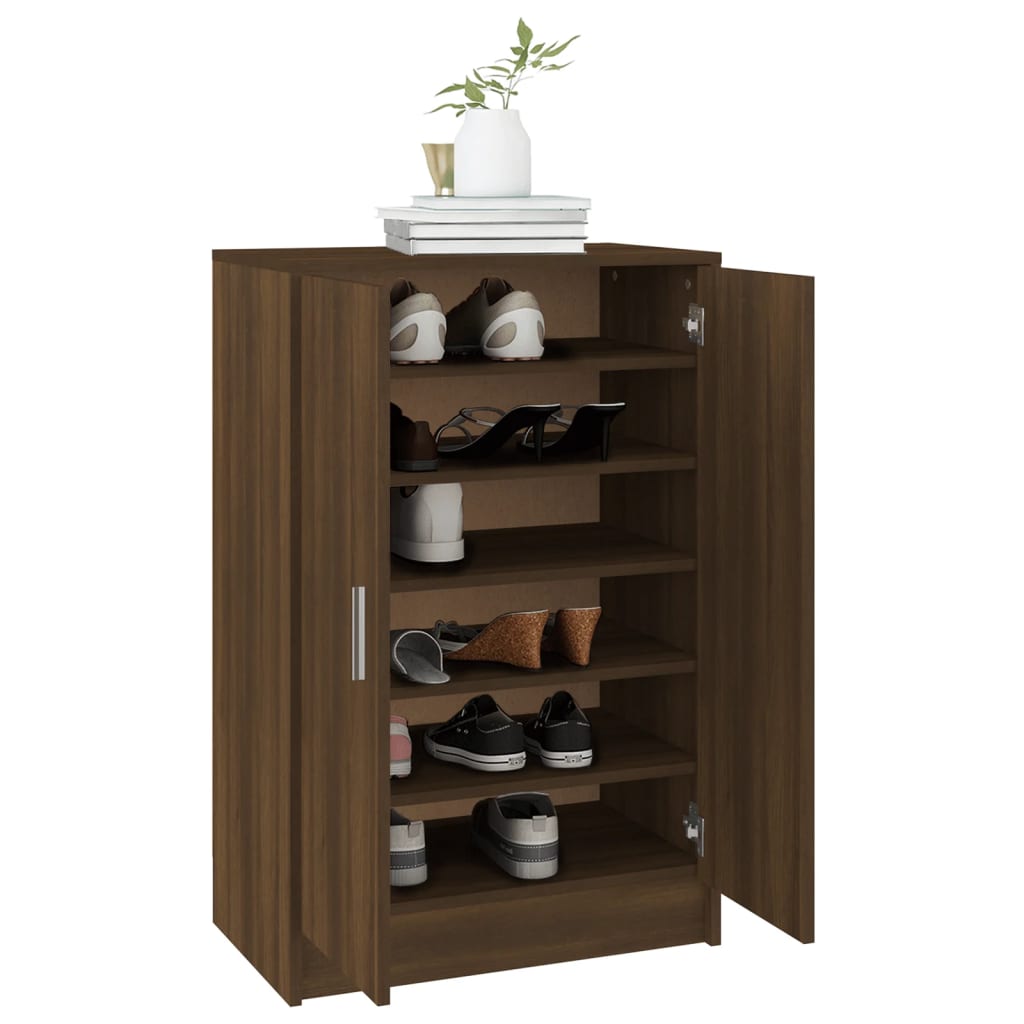 Skohylle brun eik 60x35x92 cm konstruert tre