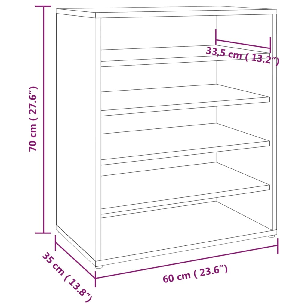 Skohylle røkt eik 60x35x70 cm konstruert tre