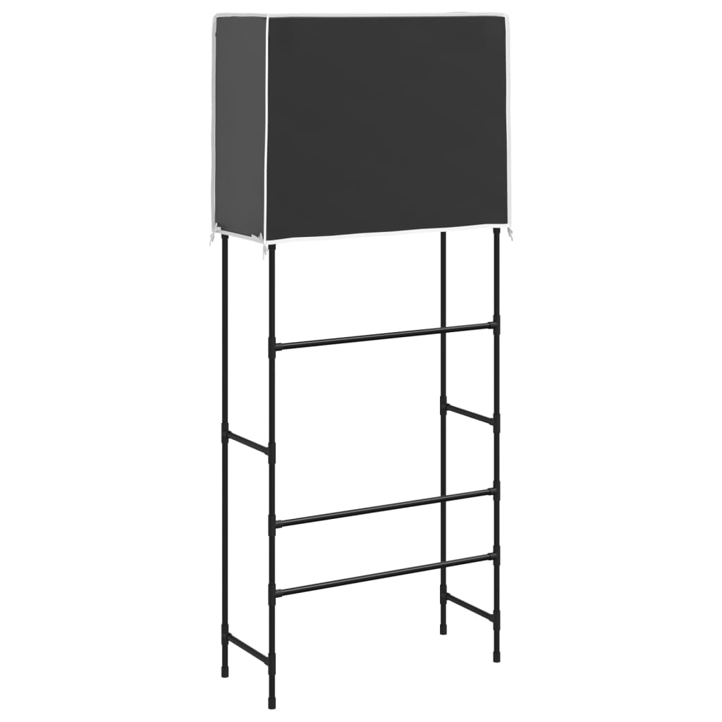 Hylle til vaskemaskin 2 etasjer svart 71x29,5x170,5 cm jern