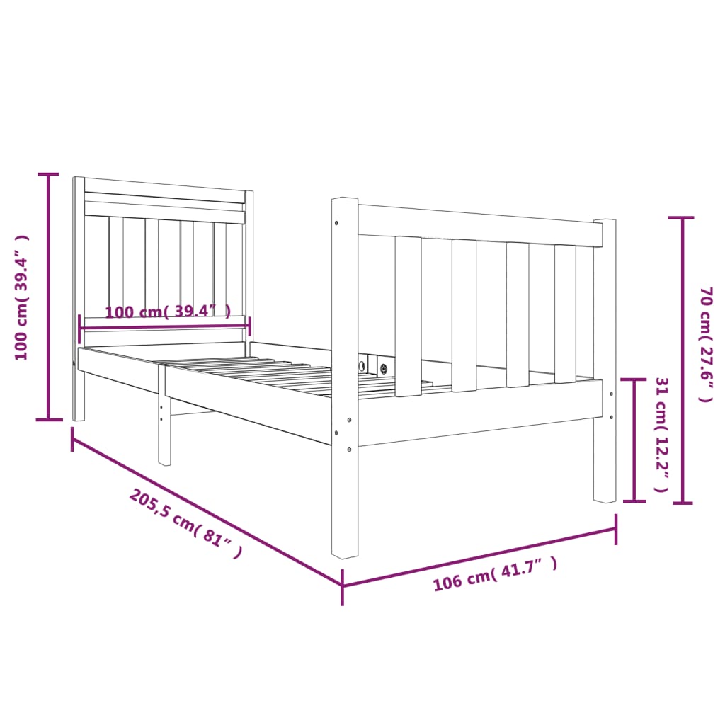 Sengeramme heltre 100x200 cm