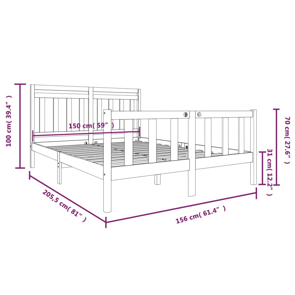 Sengeramme 150x200 cm King Size heltre