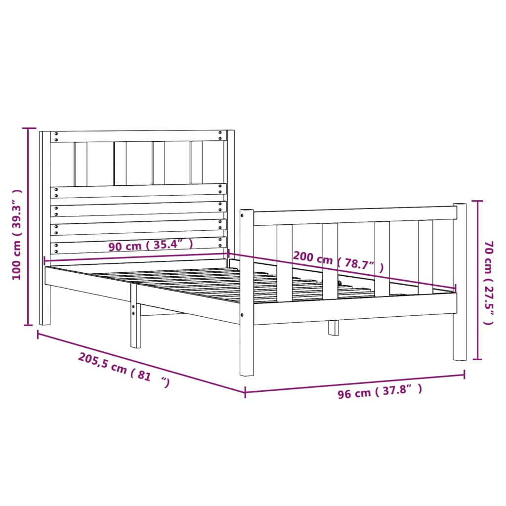 Sengeramme heltre 90x200 cm