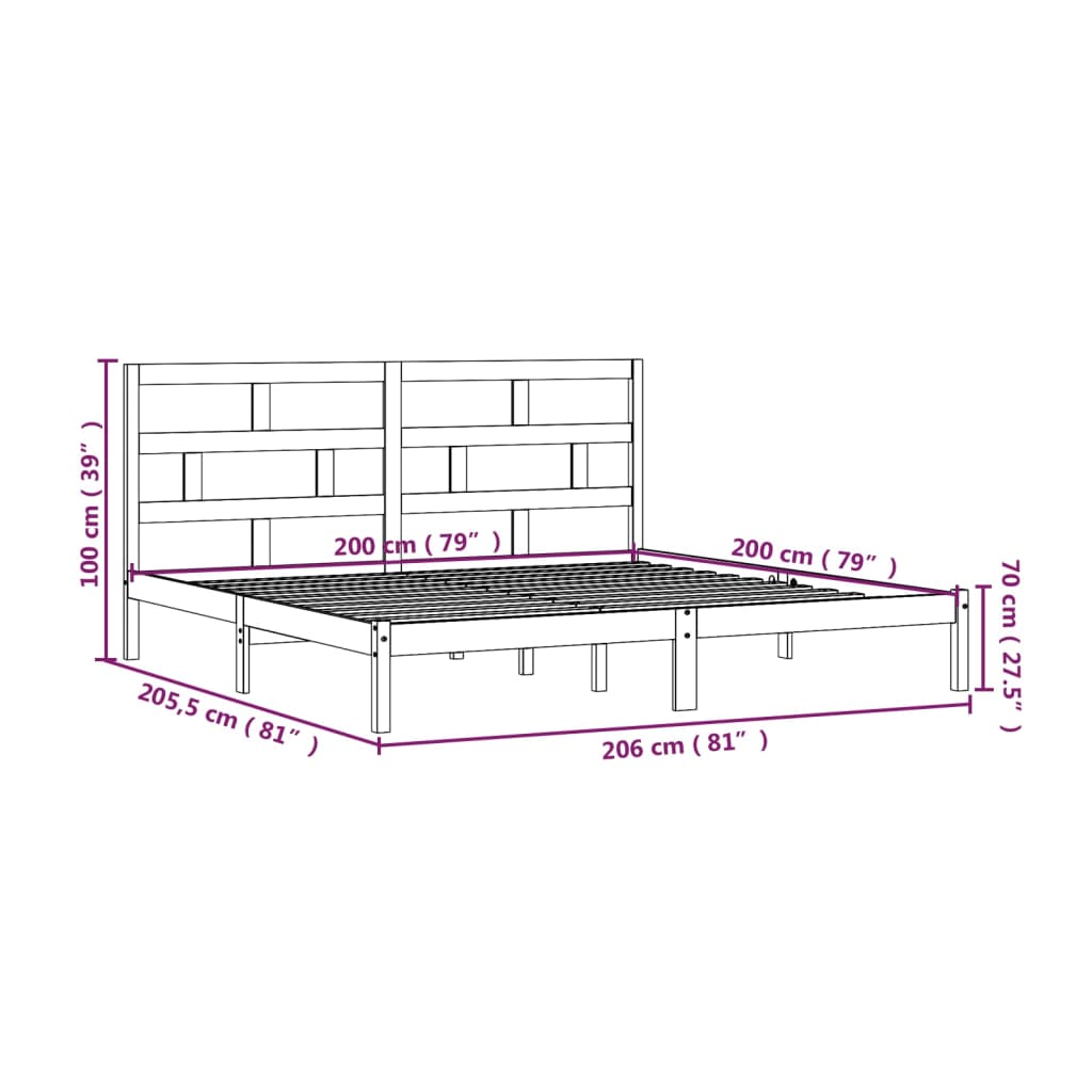 Sengeramme heltre furu 200x200 cm