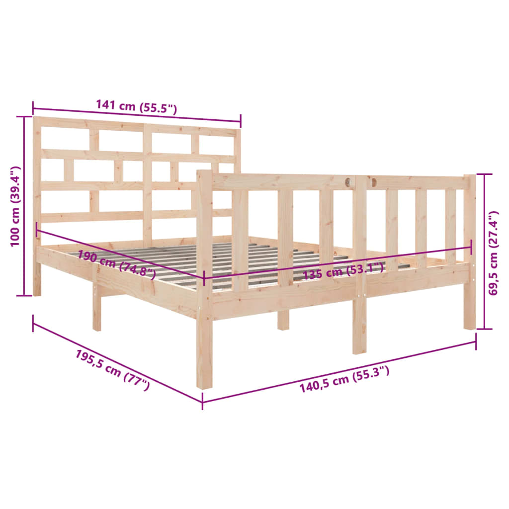 Sengeramme heltre furu 135x190 cm Double