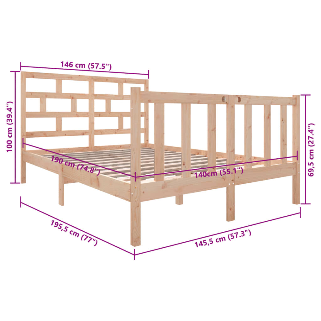 Sengeramme heltre furu 140x190 cm