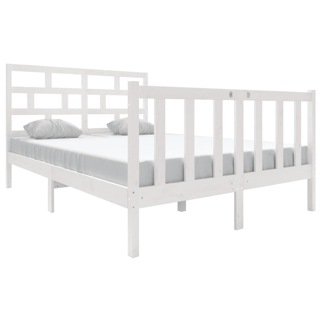 Sengeramme hvit heltre furu 140x190 cm
