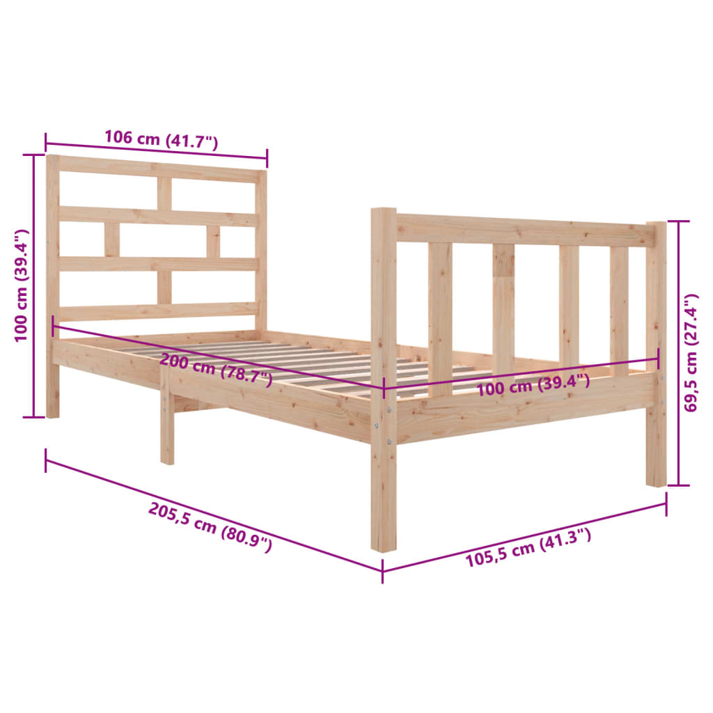 Sengeramme heltre furu 100x200 cm