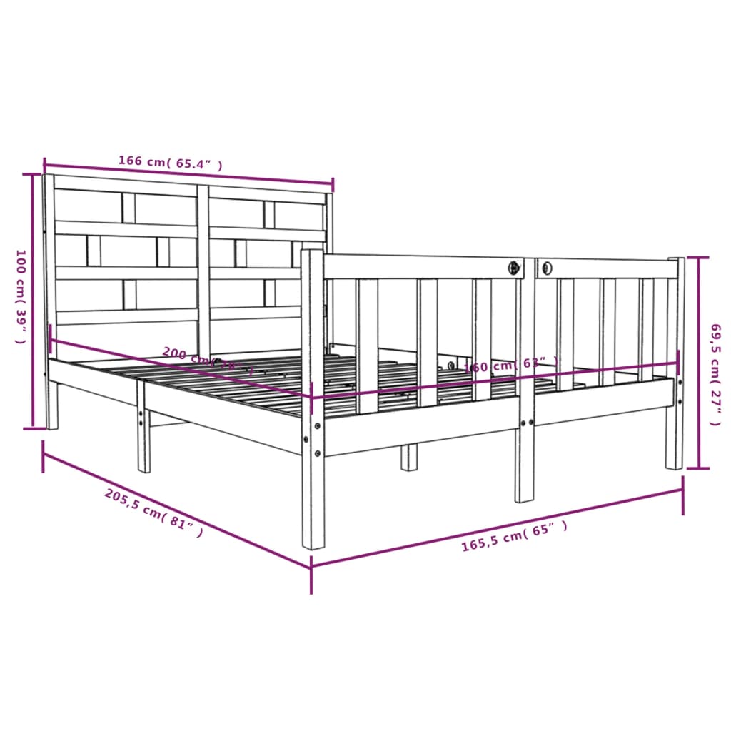Sengeramme heltre furu 160x200 cm