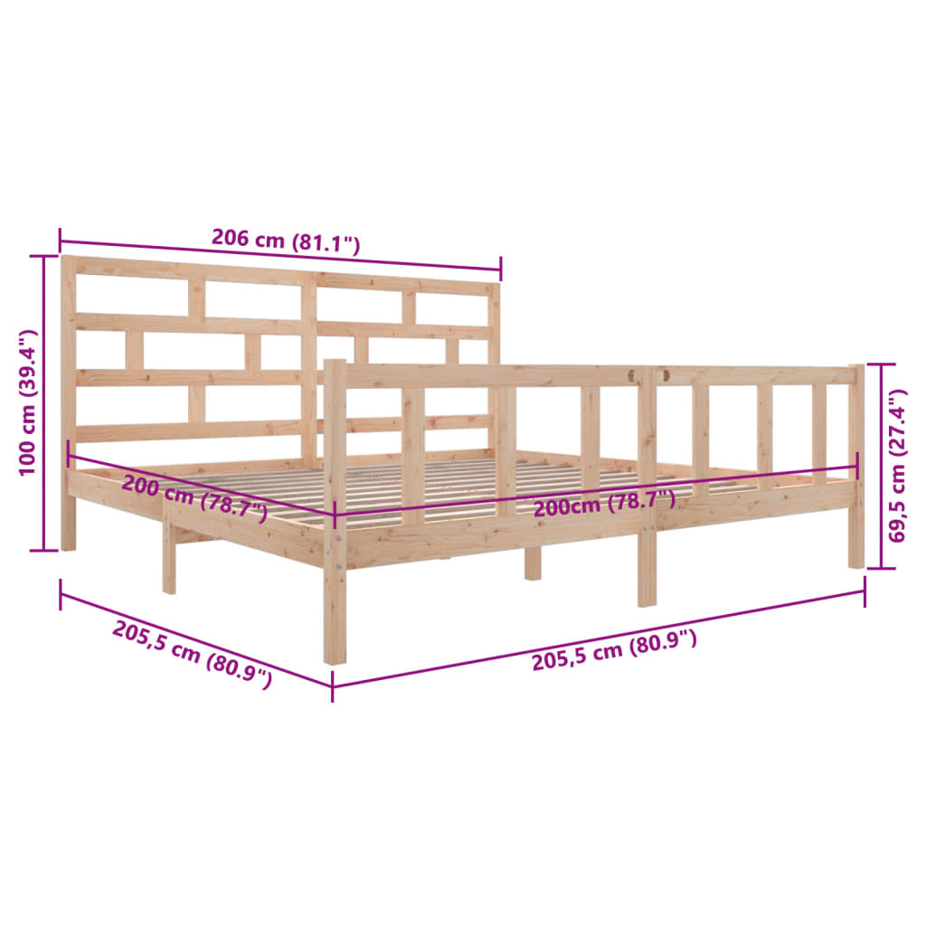Sengeramme heltre furu 200x200 cm