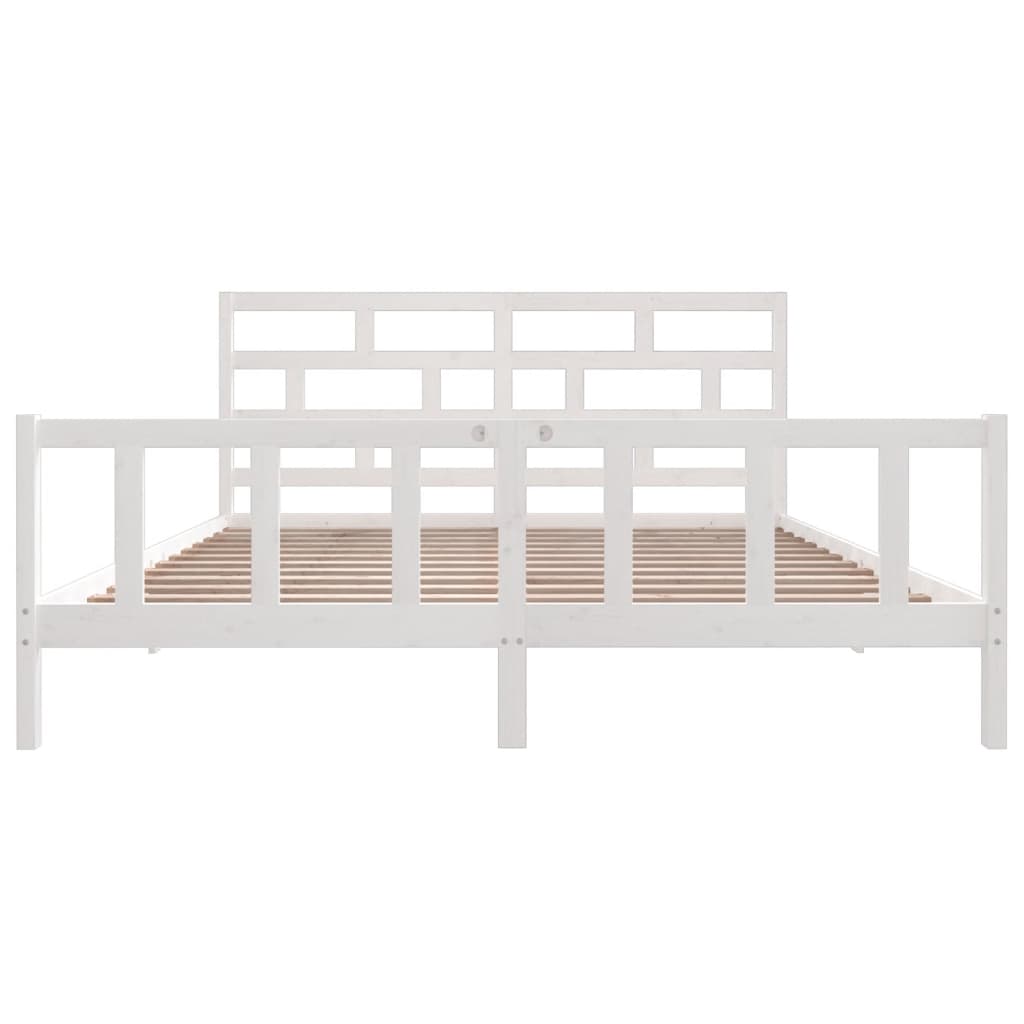 Sengeramme hvit heltre furu 200x200 cm
