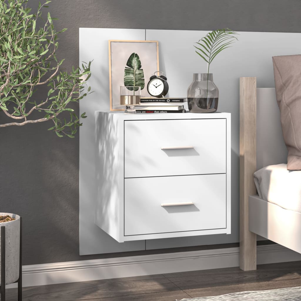 Vegghengte nattbord 2 stk hvit