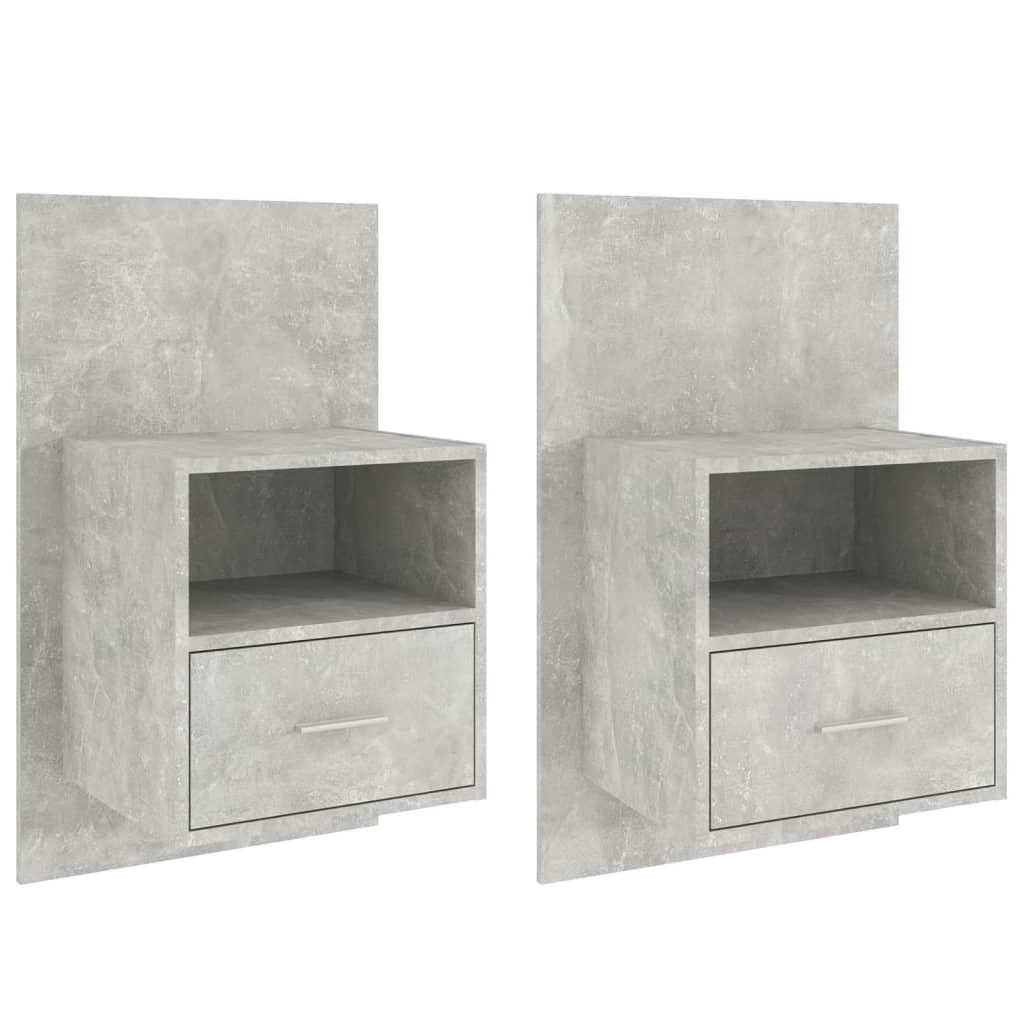 Veggmonterte nattbord 2 stk betonggrå