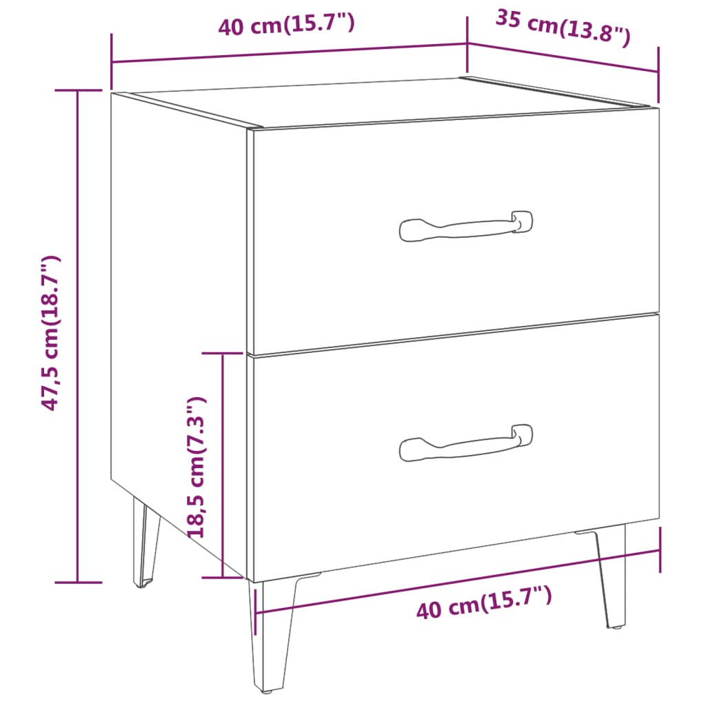 Nattbord 2 stk 40x35x47,5 cm