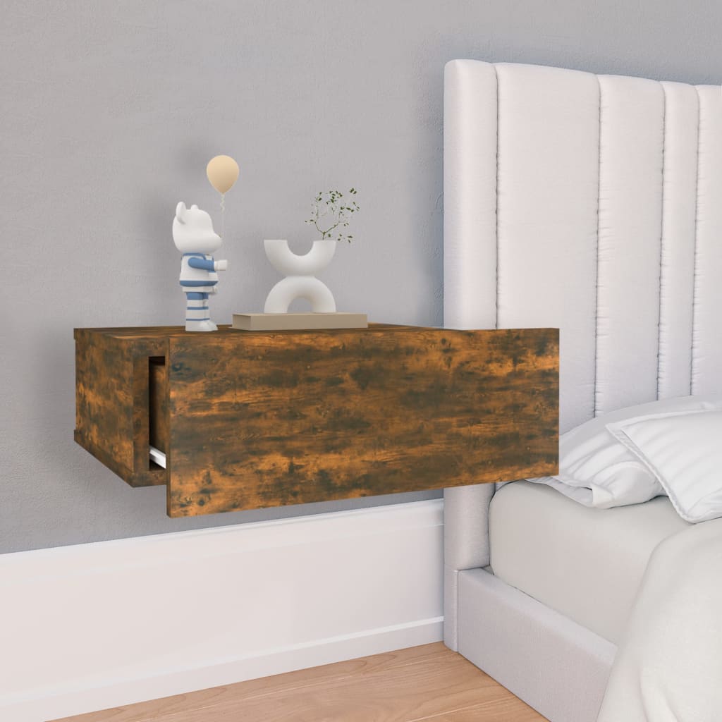 Flytende nattbord røkt eik 40x30x15 cm konstruert tre