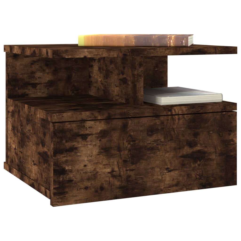 Flytende nattbord 2 stk røkt eik 40x31x27 cm konstruert tre