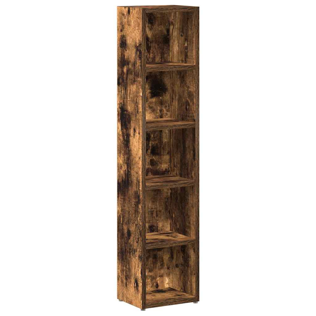 CD-skap 2 stk røkt eik 21x16x93,5 cm konstruert tre
